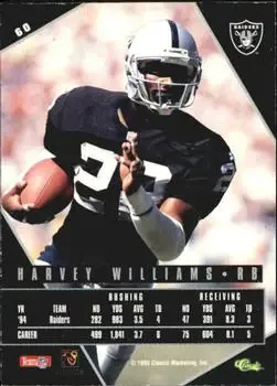 1995 Classic Images Limited Live #60 - Harvey Williams - Oakland Raiders - Back