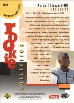 1995 Collector's Choice Update #U51 - Kordell Stewart - Pittsburgh Steelers - Back
