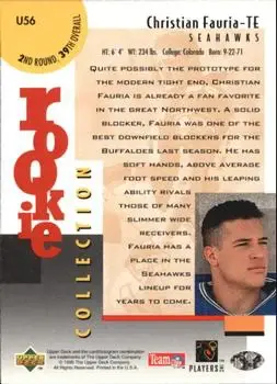 1995 Collector's Choice Update #U56 - Christian Fauria - Seattle Seahawks 1995 Collector's Choice Update #U56 - Christian Fauria - Seattle Seahawks