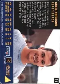1995 Action Packed Rookies & Stars #61 - Craig Erickson - Indianapolis Colts 1995 Action Packed Rookies & Stars #61 - Craig Erickson - Indianapolis Colts