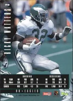 1995 Classic Images Limited #70 - Ricky Watters - Philadelphia Eagles - Back