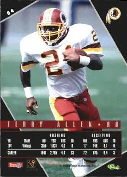 1995 Classic Images Limited Live #64 - Terry Allen - Washington Redskins - Back 1995 Classic Images Limited Live #64 - Terry Allen - Washington Redskins - Back