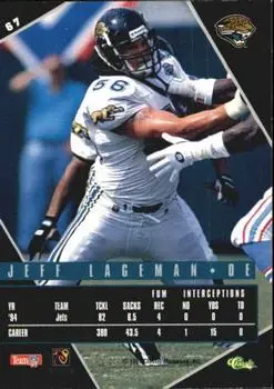 1995 Classic Images Limited Live #67 - Jeff Lageman - Jacksonville Jaguars - Back