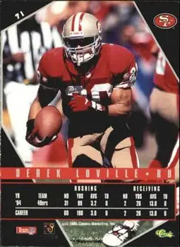 1995 Classic Images Limited Live #71 - Derek Loville - San Francisco 49ers - Back 1995 Classic Images Limited Live #71 - Derek Loville - San Francisco 49ers - Back