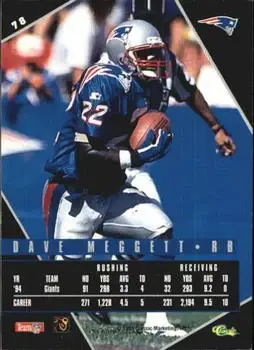 1995 Classic Images Limited Live #78 - Dave Meggett - New England Patriots - Back