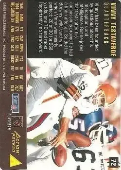 1995 Action Packed Rookies & Stars #72 - Vinny Testaverde - Cleveland Browns - Back