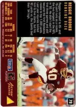 1995 Action Packed Rookies & Stars #78 - Reggie Brooks - Washington Redskins - Back 1995 Action Packed Rookies & Stars #78 - Reggie Brooks - Washington Redskins - Back
