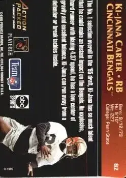 1995 Action Packed Monday Night Football #82 - Ki-Jana Carter - Cincinnati Bengals - Back 1995 Action Packed Monday Night Football #82 - Ki-Jana Carter - Cincinnati Bengals - Back
