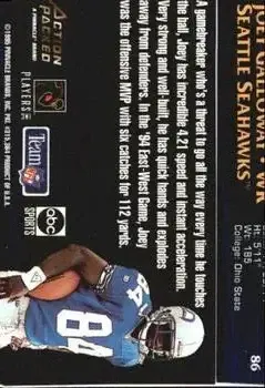 1995 Action Packed Monday Night Football #86 - Joey Galloway - Seattle Seahawks - Back