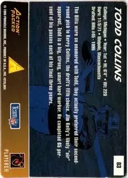 1995 Action Packed Rookies & Stars #83 - Todd Collins - Buffalo Bills