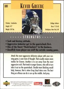 1995 Collector's Choice Update #U81 - Kevin Greene - Pittsburgh Steelers - Back