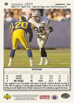 1995 Collector's Choice #90 - James Jett - Los Angeles Raiders - Back