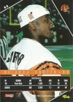 1995 Classic Images Limited Live #82 - Ki-Jana Carter - Cincinnati Bengals - Back