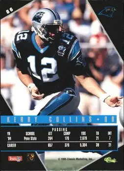 1995 Classic Images Limited Live #86 - Kerry Collins - Carolina Panthers - Back 1995 Classic Images Limited Live #86 - Kerry Collins - Carolina Panthers - Back