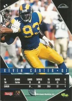 1995 Classic Images Limited Live #87 - Kevin Carter - St. Louis Rams - Back