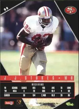 1995 Classic Images Limited Live #90 - J.J. Stokes - San Francisco 49ers - Back