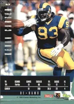 1995 Classic Images Limited #87 - Kevin Carter - St. Louis Rams - Back 1995 Classic Images Limited #87 - Kevin Carter - St. Louis Rams - Back