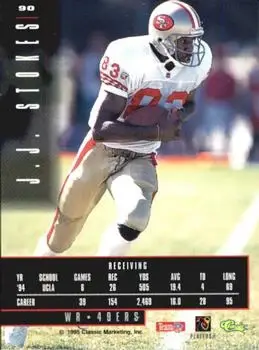 1995 Classic Images Limited #90 - J.J. Stokes - San Francisco 49ers - Back