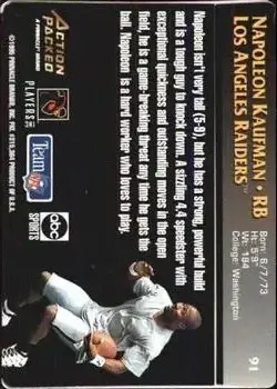 1995 Action Packed Monday Night Football #91 - Napoleon Kaufman - Los Angeles Raiders - Back