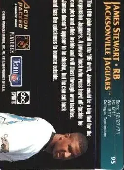 1995 Action Packed Monday Night Football #95 - James Stewart - Jacksonville Jaguars