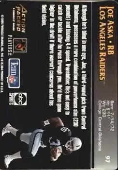 1995 Action Packed Monday Night Football #97 - Joe Aska - Los Angeles Raiders - Back 1995 Action Packed Monday Night Football #97 - Joe Aska - Los Angeles Raiders - Back