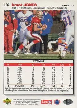 1995 Collector's Choice #106 - Brent Jones - San Francisco 49ers - Back 1995 Collector's Choice #106 - Brent Jones - San Francisco 49ers - Back