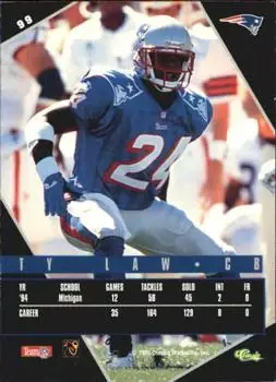 1995 Classic Images Limited Live #99 - Ty Law - New England Patriots - Back