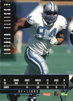 1995 Classic Images Limited #104 - Luther Elliss - Detroit Lions - Back