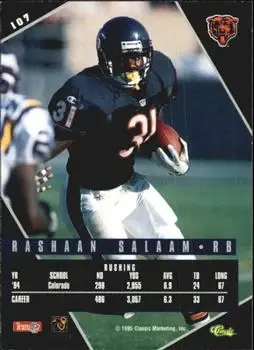 1995 Classic Images Limited Live #107 - Rashaan Salaam - Chicago Bears