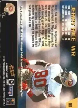 1995 Action Packed Monday Night Football #101 - Jerry Rice - San Francisco 49ers - Back