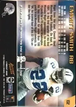 1995 Action Packed Monday Night Football #102 - Emmitt Smith - Dallas Cowboys - Back