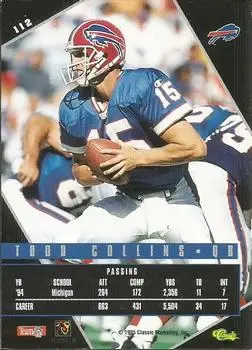 1995 Classic Images Limited Live #112 - Todd Collins - Buffalo Bills - Back