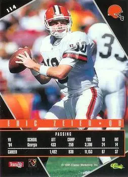 1995 Classic Images Limited Live #114 - Eric Zeier - Cleveland Browns - Back