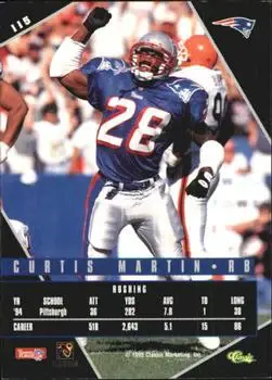 1995 Classic Images Limited Live #115 - Curtis Martin - New England Patriots - Back 1995 Classic Images Limited Live #115 - Curtis Martin - New England Patriots - Back