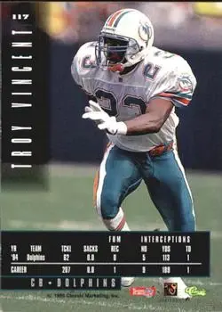 1995 Classic Images Limited #117 - Troy Vincent - Miami Dolphins - Back 1995 Classic Images Limited #117 - Troy Vincent - Miami Dolphins - Back