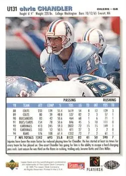 1995 Collector's Choice Update #U131 - Chris Chandler - Houston Oilers - Back