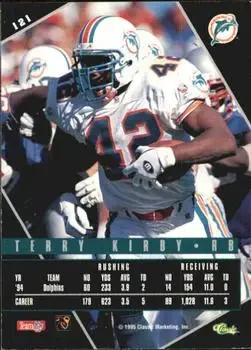 1995 Classic Images Limited Live #121 - Terry Kirby - Miami Dolphins - Back