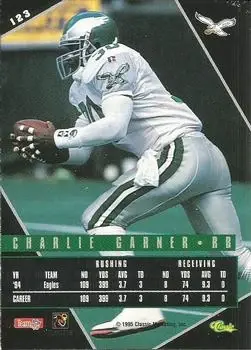 1995 Classic Images Limited Live #123 - Charlie Garner - Philadelphia Eagles - Back
