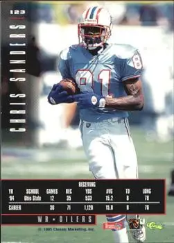 1995 Classic Images Limited #123 - Chris Sanders - Houston Oilers - Back