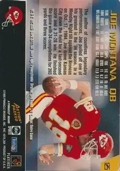 1995 Action Packed Monday Night Football #125 - Joe Montana - Kansas City Chiefs