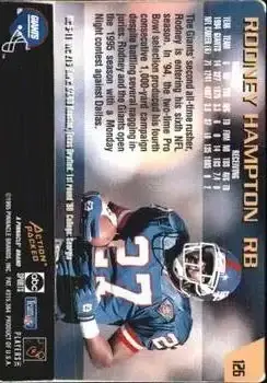 1995 Action Packed Monday Night Football #126 - Rodney Hampton - New York Giants - Back
