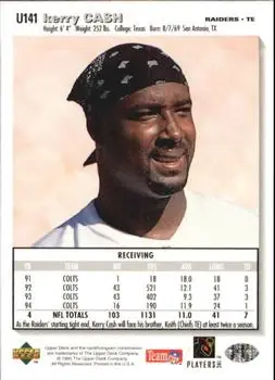 1995 Collector's Choice Update #U141 - Kerry Cash - Oakland Raiders - Back