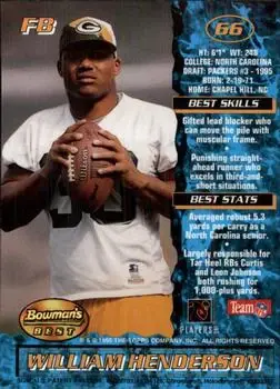 1995 Bowman's Best #66 - William Henderson - Green Bay Packers - Back