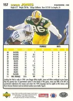 1995 Collector's Choice #157 - Sean Jones - Green Bay Packers - Back