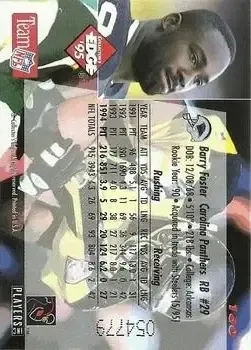 1995 Collector's Edge #160 - Barry Foster - Carolina Panthers - Back