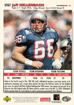 1995 Collector's Choice Update #U167 - Jeff Dellenbach - New England Patriots - Back