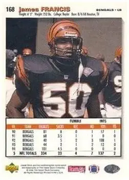 1995 Collector's Choice #168 - James Francis - Cincinnati Bengals 1995 Collector's Choice #168 - James Francis - Cincinnati Bengals
