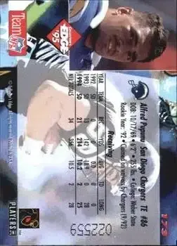 1995 Collector's Edge #173 - Alfred Pupunu - San Diego Chargers - Back