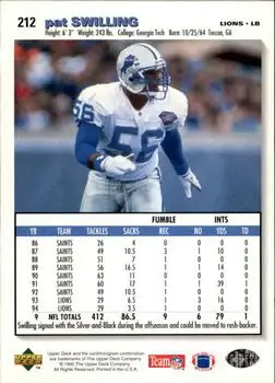 1995 Collector's Choice #212 - Pat Swilling - Oakland Raiders - Back 1995 Collector's Choice #212 - Pat Swilling - Oakland Raiders - Back