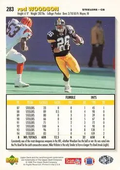 1995 Collector's Choice #283 - Rod Woodson - Pittsburgh Steelers - Back